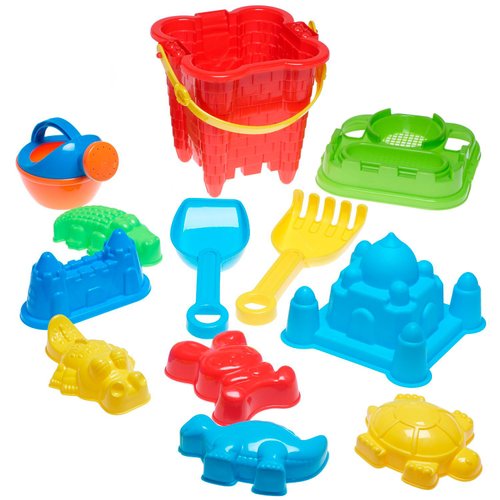 Beach Toy Set in Reusable Zippered Bag for Easy Clean and Store, Assorted Colors