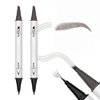 2PCS Waterproof 3D Eyebrow Pen, Dual-Ended Microblading Tattoo Pencil with 4 Fork Tip, Long-Lasting Eyebrow Tint for Natural-Looking Brows (2pcs-04 Grey Brown)