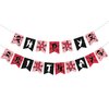 Fangleland Ninja Happy Birthday Banner for Boys Red Black Ninja Warrior Birthday Garland Anime Fans Theme Party Supplies
