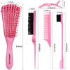 UREELIN Detangling Brush set,Detangler Hair Brush with Teasing & Edge Brush for Curly Hiar, Rat Tail Comb Alligator Hair Clips for 3a to 4c Kinky Wavy/Curly/Coily/Wet/Dry/Oil/Thick/Long Hair(Pink)