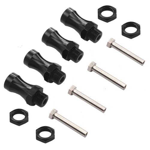 4Pcs Vgoohobby Metal 12mm Turn 17mm Wheel Hex Hub RC Wheel Hex Drive Extension Adapter Widener Conversion 30mm Offset for 1/10 RC Model Car Buggy Monster Truck Upgrade 1/8 Tires,Black