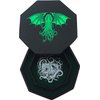 Fantasydice-Cthulhu Tome-Green - Dice Tray - 8" Octagon with Lid and Dice Staging Area- Holds 5 Sets(7 Dice Set/Standard) for All Tabletop RPGs Like D&D, Call of Cthulhu, Shadowrun.