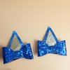 IKUHRMO Blue Ears Hair Clips, 1 Pair Glitter Hair Barrettes for Toddler Girls Birthday Decorations Halloween Costume Cosplay Accessories Party Supplies (Blue)