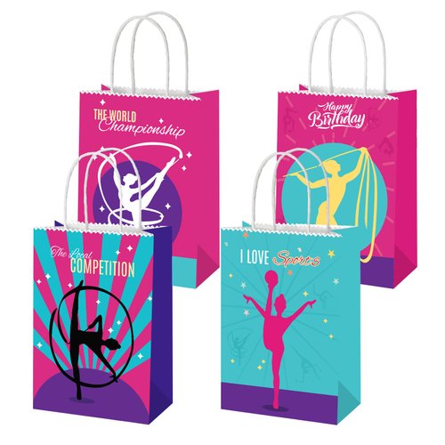 16 PCS Gymnastics Party Bags With Handles Gymnastics Birthday Party Supplies Gymnastics Party Favors Gymnastics Gifts For Girls Boys Teens Gymnasts Coach Gymnastics Party Decorations