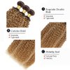 Ombre Honey Blonde Human Hair Bundles T4/27 Kinky Curly Bundles Mixed Length 3 Bundles 26 28 30 Inch 2 Tone Brown and Honey Blonde Bundles Brazilian Unprocessed Virgin Human Hair Extensions
