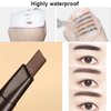 TEAKEA Waterproof and Sweatproof Eyebrow Pencil - Micropigmentation 2 pcs (Dark Brown + Dark Curry), Pencil Natural Long Lasting, Double Sided, Fine Tip, Shape, Define, Fill-in Eyebrow Cosmetics