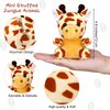 Elcoho 16 Pieces Safari Mini Stuffed Jungle Animal Set Small Stuffed Forest Animal 3.75 Inch Animal Keychain Plush Toys for Animal Themed Parties Kids Birthday(Sitting)