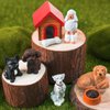 Rileryan 8PCS Miniature Dogs House Figurines Tiny Puppy Dog Sets Animal Figures Home Desk Fairy Garden Decor Cake Toppers Christmas Birthday Gift