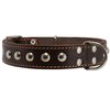 Genuine 1.25" Wide Thick Leather Studded Dog Collar. Fits 15"-20" Neck, Medium Breeds.