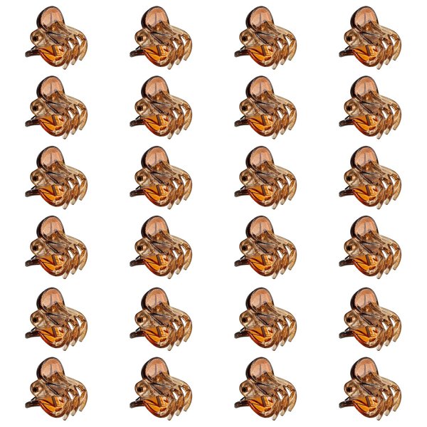 BokWin 24 Pcs Mini Hair Clips,0.6 Inch Brown Claw Clips,Small Hair Clamp for Women Kids Girls and Different HairStyles