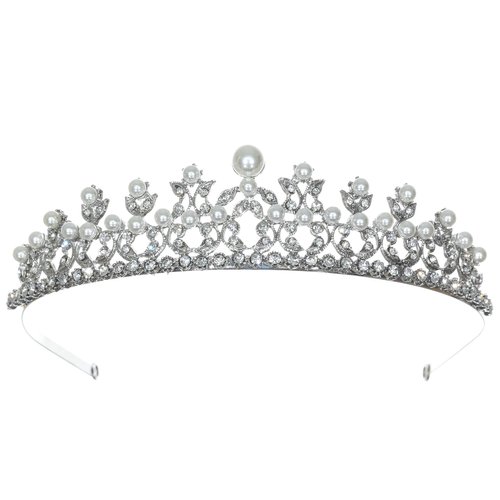 Bridal Floral Rhinestone Crystal Pearl Prom Wedding Tiara Crown T906