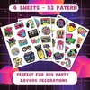 53 PCS 80s Temporary Tattoos, Retro 1980s Hip Hop Party Birthday Decorations Fake Game Console Recorder Tattoo Body Sticker for 80s Birthday Party Favors Supplies Kids Boys Girls Party Bag Filler