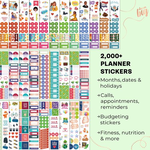 Clever Fox Mega Sticker Pack – 2,000+ Small Planner Stickers – Seasonal, Time Management, Budget & Inspirational Stickers for Adults – Sticker Book for Women – Aesthetic Calendar & Journal Accessories