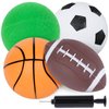 LovesTown 4PCS Sports Balls, Sport Ball Toy for Kids with Pump Football Soccer Ball Basketball Playground Ball for Toddlers Indoor & Outdoor Play, Christmas Party Favors, Stocking Stuffer Gifts