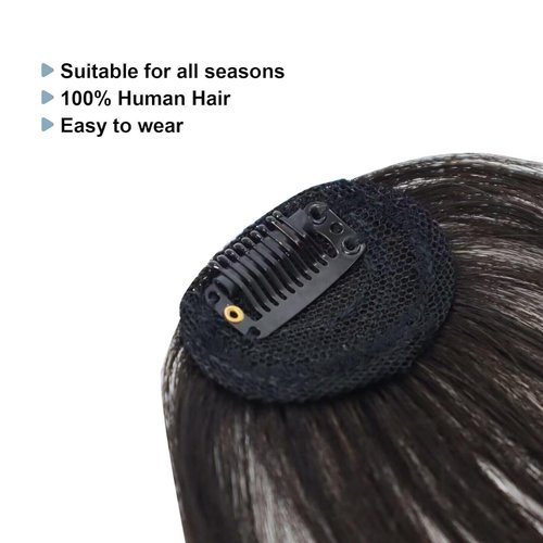 "Brown Black Wispy Bangs Clip In Bangs-Real Human Hair Wispy Bangs Clip On Hair Extensions Fake Bangs Hair Clip Air Curved Bangs Fringe with Faux Curtain Bangs for Women Wigs and Accessories "