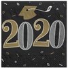 Amscan 2020 Grad Paper Beverage Paper Napkins, Black, Silver and Gold, 36 pc
