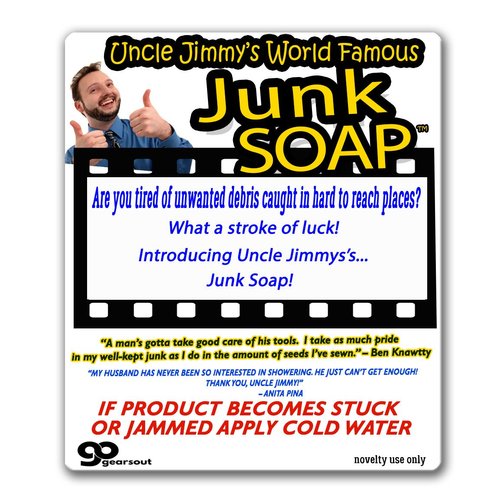 Gears Out Jimmy’s Dirty Junk Soap Cleans Men’s Filthy Junk Funny Novelty Soap for Men Stocking Stuffers for Husband Boyfriend Weird White Elephant Ideas Dirty Santa Party Prizes Novelty Wiener Soap