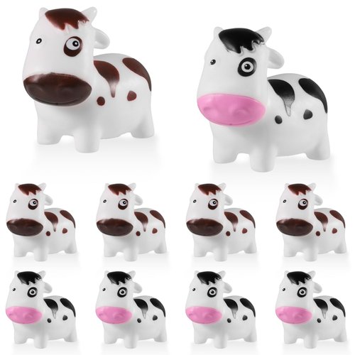10pcs 3-Inch Rubber Cows Bath Toys, Cute Rubber Moo Moo Subaru Cows Floating Baby Bathtub Toys Bath Toys Water Play Set for Moo Moo Subaru Car, Baby Showers, Rewards Birthday Gift (2 Colors)