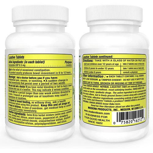 Swiss Kriss Herbal Laxative Tablets 120 ea
