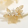 Jeairts Leaf Bride Wedding Hair Comb Rhinestone Flower Bridal Hair Pieces Sparkly Crystal Wedding Hair Jewelry Accessories for Women