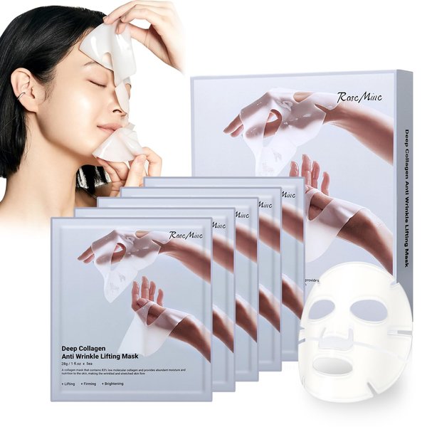 Lenpel Deep Collagen Anti Wrinkle Lifting Mask, Bio-Collagen Real Deep Mask, Korean Face Mask, Bio Collagen Face Mask Overnight (5pcs)