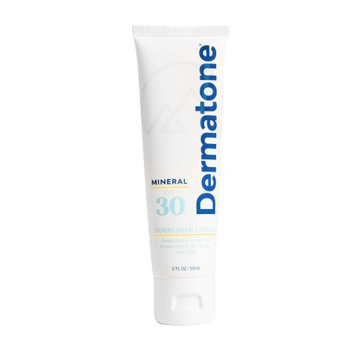 Dermatone Mineral Sunscreen Lotion SPF 30 - Zinc Oxide Face and Body Sunscreen for Sensitive Skin | Reef Safe Sunscreen | Water Resistant (80 min), Non-Greasy, Broad Spectrum UVA/UVB Protection | 2 oz