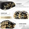 41Pcs Black and Gold Birthday Decorations,Happy Birthday Party Supplies Disposable Tableware Set Black Gold Birthday Paper Plates Napkins Tablecloth丨Happy Birthday Decorations for Men Women,Serve 20