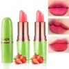 BINGBRUSH Color Changing Lipstick Queen,PH Mood Long Lasting Lip Gloss Korean Lip Balm Tinted Magic Makeup Moisturize Lipstick Set (2pcs Strawberry, 2 Count (Pack of 1))