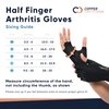 Copper Compression Arthritis Gloves | Fingerless Arthritis Carpal Tunnel Pain Relief Gloves For Men & Women | Hand Support Wrist Brace For Rheumatoid, Tendonitis, Swelling, Crocheting, Typing