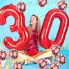 16th Birthday Balloons Red, 40 In Giant Digital Foil Number 1 and 6 Balloons with Confetti Balloons, Number 16 61 Balloons Self Inflating for Boys Girls Women Anniversary Party Decorations Supplies