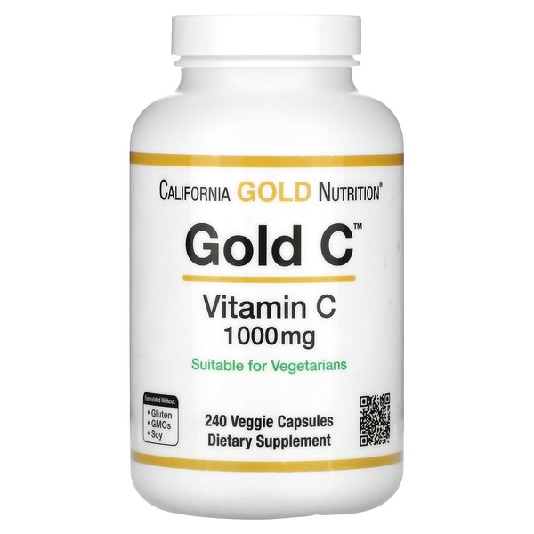 Gold C by California Gold Nutrition - USP Grade Vitamin C Supplement - Immune Support & Seasonal Wellness - Vegetarian Friendly - Gluten Free, Non-GMO - 1000 mg - 240 Veggie Capsules