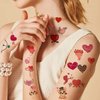 10 Sheets Valentine's Day Temporary Tattoos for Women Kids, Valentine's Day Romantic Red Love Heart Kiss Flowers Cartoon Design Waterproof Fake Tattoo Stickers Valentine's Day Wedding Party Favors
