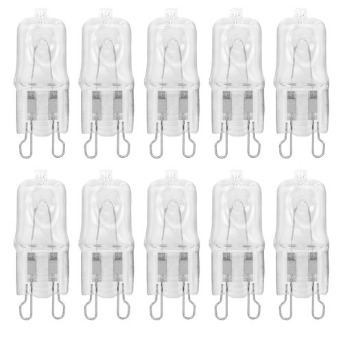 Value 10 Pack 25W Q25/G9/CL/120V G9 JCD 25 Watt 120 Volt T4 JD Type Glass Halogen Replacement Light Bulb Hanging Pendant Accent JCD Industrial Architect Desk Lamp Landscape Fixture Lighting High CRI
