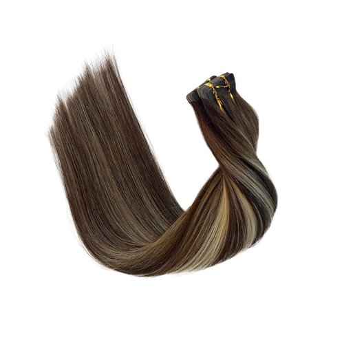 Tape in Hair Extensions Omber Brown with Blonde Highlight 24 Inch Tape in Extensions Human Hair Silky Straight Hair Extensions 20pcs 50g/Pack Brazilian Double Sided Tape in Extensions