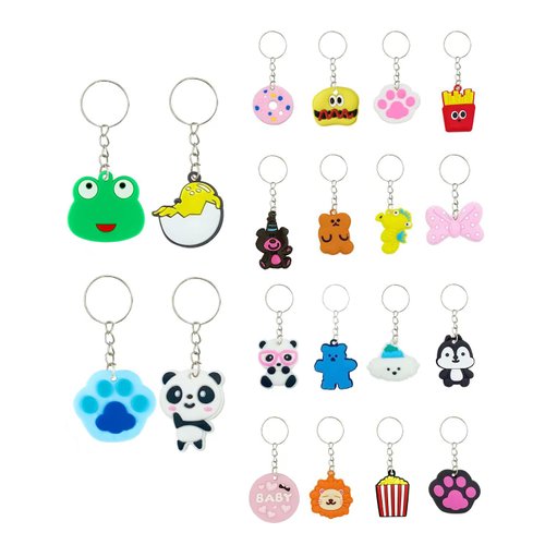 GADMEXILY 100pcs Cartoon Keychain for Kids Party Favors, Mini Cute Keyring for Classroom Prizes, Birthday Christmas Party Favors Gift, Goodie Bag Stuffers Supplies, 20 Colors