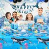 WERNNSAI Shark Table Cloth - 2 PC 54” x 108” Ocean Party Supplies Disposable Under The Sea Party Table Cover Blue Plastic Rectangular Dining Tablecloth for Kids Sea Animal Beach Pool Party Decor