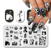 Halloween Nail Stamping Plate Nightmare Before Christmas Nails Stamping Kit The Day of Dead Ghost Holiday Nail Stamping Plate Halloween Nail Stamper Kit for Women Girls DIY Salon