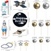 22Pcs Space Cake Topper,Space Cupcake Toppers Astronaut Figurine Birthday Outer Space Themed Party Decorations Supplies Planet Rocket Pearl Balls and Star DIY Cake Toppers for Kids Party Baby Shower