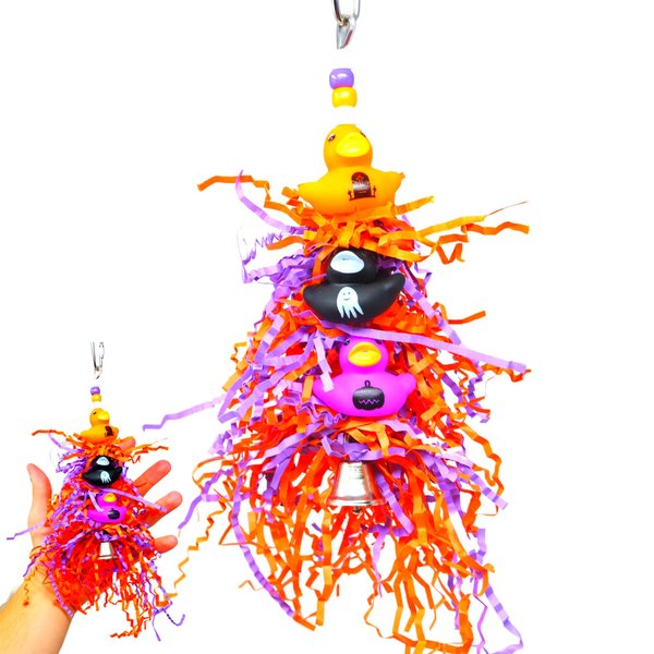 Bonka Bird Toys 2532 Triple Spooky Duck 9" x 3.50", Medium Bird, Chew Preen Halloween Cage Toy, Conure, Quaker, Pionus, and Similar