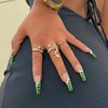 BABALAL Press on Nails Long Coffin Fake Nails Green Glue on Nails French Tip Acrylic Nails 24Pcs Ballerina Long False Nails with Crocodile pattern Design Nails for Women and Girls
