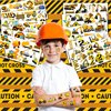 100 PCS Construction 2nd Temporary Tattoos Birthday Party Decorations Favors Supplies Trucks Tractor Two Years Old Vehical Excavator Bulldozer Stickers Gifts For Boys Classroom School Prizes Reward