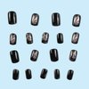 Black Press on Nails Medium Square Fake Nails with Black Vine Designs Dark Style Glue on Nails Press ons Acrylic False Nails Full Cover Stick on Nails for Women