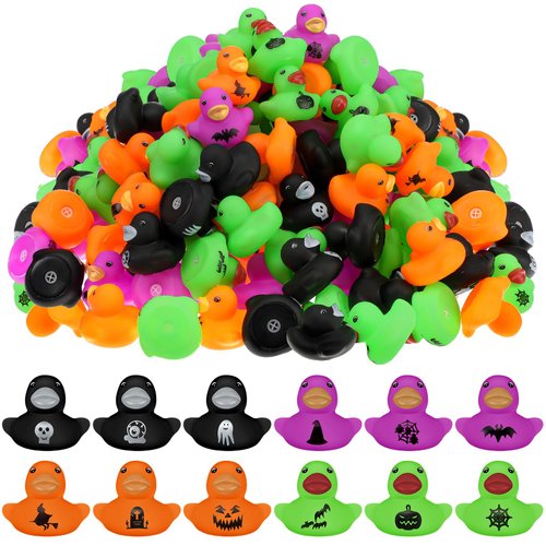 Junkin Halloween Rubber Ducks Bulk 1.57 Inch Mini Rubber Ducks Small Rubber Duck Bulk for Halloween Party Favors (25 Pcs)