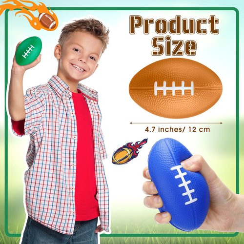 RoundFunny 16 Pcs Mini Foam Footballs 4.7 Inch Colorful Tiny Football Soft Sports Stress Small Toy Kids Football for Boys Girls Indoor Outdoor School Reward Carnival Game Party Bag Gift Fillers