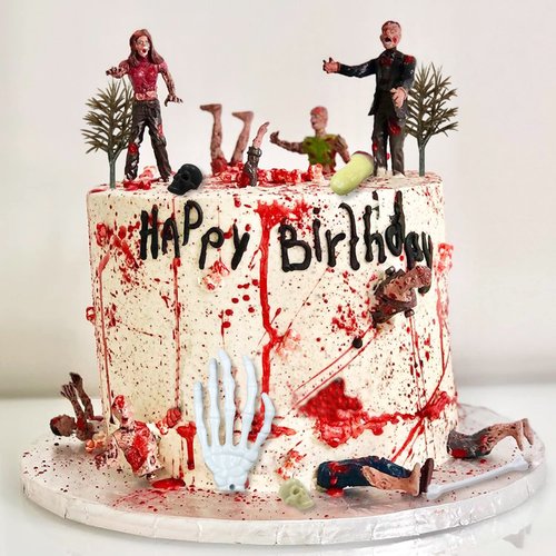 17 PCS Zombie Cake Decoration Zombie Cake Toppers Zombie Figure Themed Party Decorations for Birt...