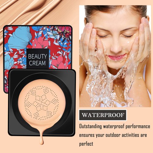 Lovelycat Mushroom Head Air Cushion BB Cream Even Skin Tone Makeup Base PrimerConcealer Lasting Nude Makeup Moisturizing Brightening Pigment CC Liquid Foundation (C-lvory)