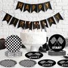 50 PCS Black and White Checkered Party Plates for Race Car Themed Party Decoration 7 Inches Race Car Birthday Paper Plates Checkered Disposable Dessert Plates for Boys Girls Race Car Party Supplies