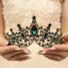 Rannyrena Rhinestone Crystal Tiara Crown for Women Silver Bridal Wedding Headband Elegant Princess Hair Accessories for Birthday Prom Quinceanera (Dark gold-green, Standard)