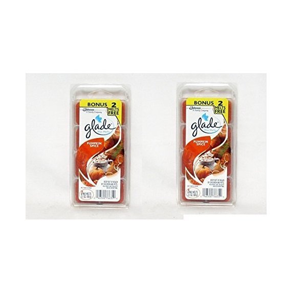 Glade Pumpkin Spice Autumn Fall Seasonal Wax Melts 8 Count (2 Pack)