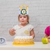 HexinYigjly Children's birthday crowns, changeable numbers 0-9, 3D stickers, fabric crown gifts for boys and girls, party decorations (yellow)